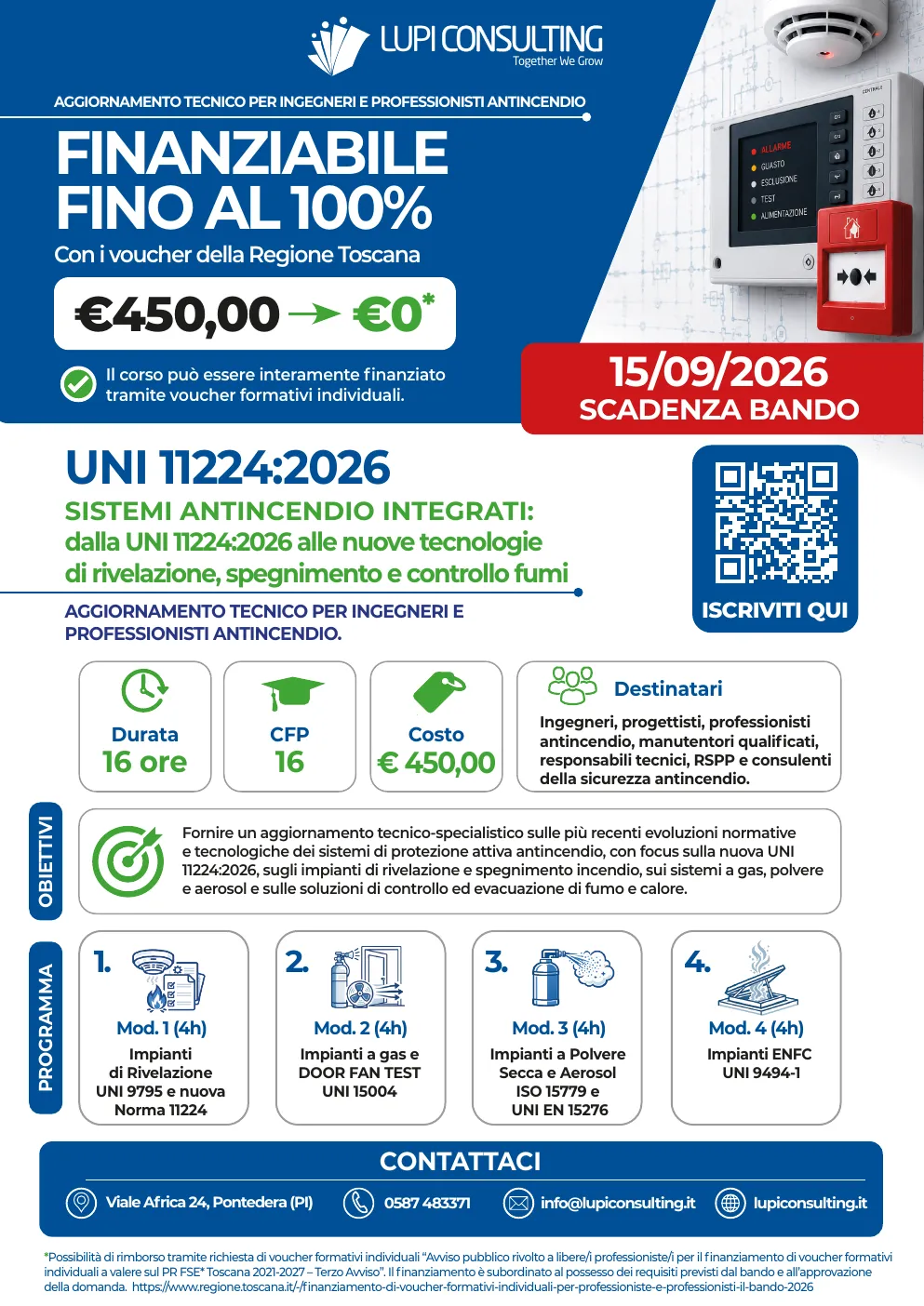 Locandina corso UNI 11224:2026 Sistemi Antincendio Integrati